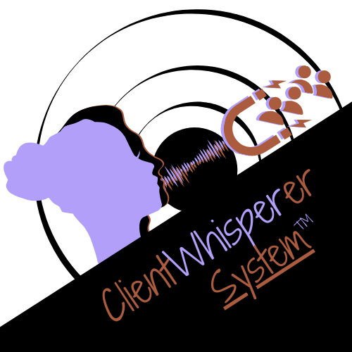 ClientWhisperer Logo_USE (2) man or women drawing clients to them like a magnet