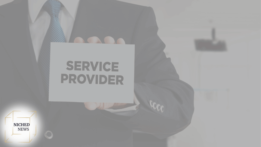 Businessman holding a 'Service Provider' sign representing B2B professional services